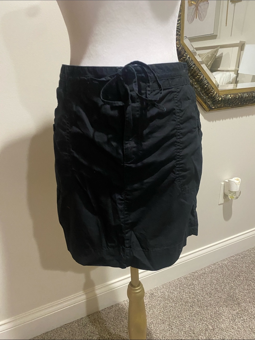 LOFT Black Drawstring Mini Skirt
